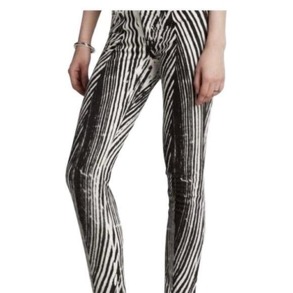 Joe's Jeans Pants - Joes Black And White Striped Wood Grain Print Straight Leg Pants W26